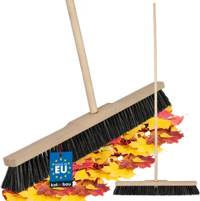 Obrázok produktu pre KOTARBAU® Metla s násadou 60 cm Pouličná metla s nylonovou zmesou prírodných štetín Drevená metla Metla na vonkajšie a vnútorné použitie Interiérová metla s drevenou násadou