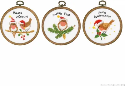 Produktbild von Vervaco Miniatur-Kreuzstich-Stickerei-Set "Weihnachtsvögel 3er-Set", gezählt
