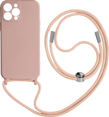 Imagen del producto de Funda protectora con cadena de nylon de 80 cm para Apple iPhone 13 Pro Max, color rosa