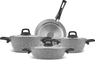 Productafbeelding van Famanu Pannenset - -graniet met deksel - Kookpan, braadpan, wokpan