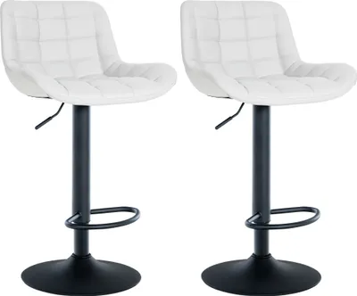 Produktbild von CLP 2er Set Barhocker Tover 360° drehbar und in der Höhe verstellbar weiß Material Kunstleder