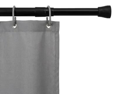 Obrázok produktu pre Teleskopická tyč na sprchovú záclonu v čiernej farbe – 140 – 240 cm – teleskopická tyč na zasunutie do drážky pre sprchu, svetelné reťaze a girlandy