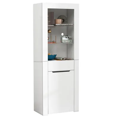 Produktbild von Vitrine mit app LED-Lichtern Bücherschrank Aktenschrank Standvitrine Aufbewahrungsschrank mit Regalen Vitrinenschrank Küchenschrank Bücherschrank