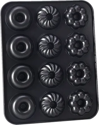 Image de moule à beignets de 12 pièces, moule à beignets avec revêtement antiadhésif, moule de cuisson de haute qualité avec une excellente conduction de la chaleur, moule pour beignets formés uniformément