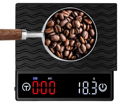 Kaffeewaage mit Timer, 0,1 g / 2 kg, LED-Display, tragbar