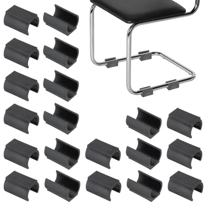 Imagen del producto de 20 protectores en forma de U para patas de sillas, ideales para proteger el suelo de los muebles. Color blanco