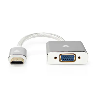 Produktbild von Nedis VGA-Adapter - HDMI Stecker - VGA Buchse - Vergoldet - Gerade - Aluminium / Stoff - Silber - Verpackung mit Sichtfenster