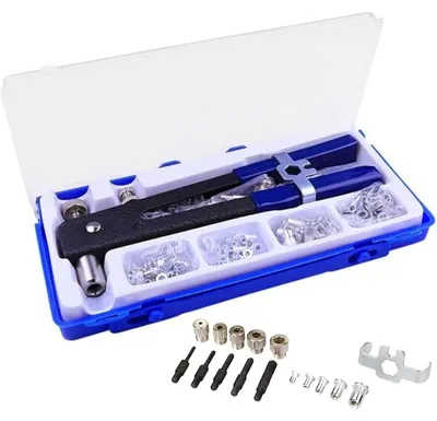 Produktbild von 86-teiliges Handnieten-Set mit Nietmuttern und Dornen M3-M8