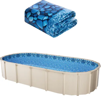 Produktbild von VEVOR Ovale Poolfolie, 732 x 366 x 120 cm, Aufstellpoolfolie, langlebiges Vinyl in Standarddicke, konzipiert für Aufstellpools mit Stahlwänden