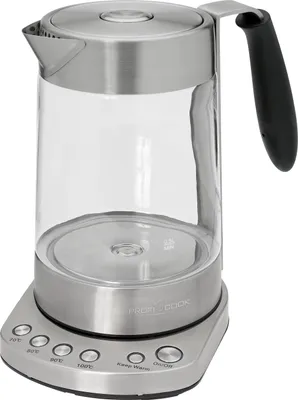 Zdjęcie produktu dla ProfiCook PC-WKS 1020 G, 1,7 l, 3000 W, Czarny, Stal nierdzewna, Szkło, Stal nierdzewna, Regulowany termostat, Bezprzewodowy