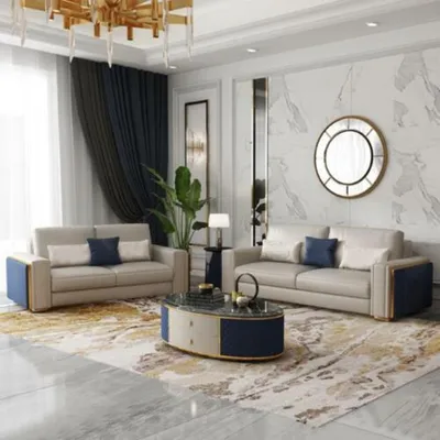 Produktbild von Sofagarnitur 3+2+1 Design Modern Sofas Ledersofa Couch Wohnlandschaft Sofa Sitz