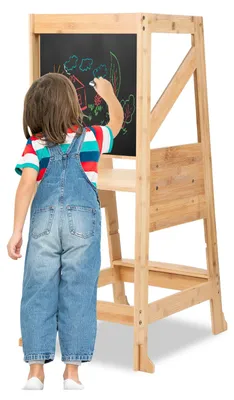 Produktbild von Faziango Lernturm Lernstuhl Hochstuhl   Hochstuhl Tritthocker Hochstand Anti-Rutschmatten Füße Entdeckerturm