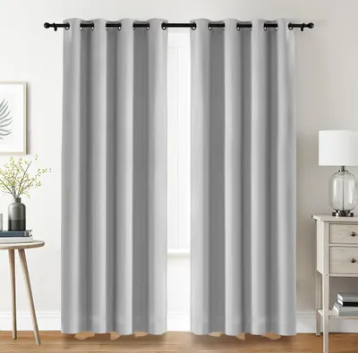 Verdunkelungsvorhänge 2er-Set 140x245 cm Grau-Weiß Thermo