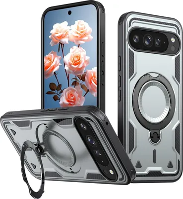 Produktbild von MagSafe Hülle für Google Pixel 9 / 9 Pro - Phonesta MagLock Armor Back Cover mit Ring - Grau