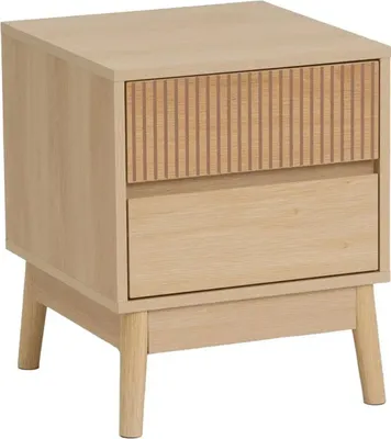 Immagine prodotto di HowHomely | Comodino - Comodino con due cassetti - 40 x 39 x 48 cm - Marrone - Tavolino
