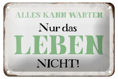 Produktbild von Blechschild Spruch 18x12cm alles kann warten Leben nicht