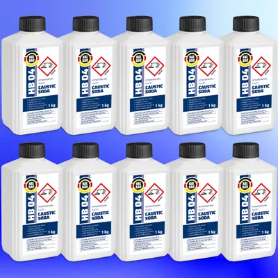 Produktbild von 10x1kg HB04 Natriumhydroxid Ätznatron kaustisches Soda NaOH Reiniger D+D-V Flasche sichere Verpackung