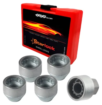 Zdjęcie produktu dla Zestaw blokad kół do Hyundai Coupe/ Accent od 2002 r. Blokada felgi srebrna M12X1.5