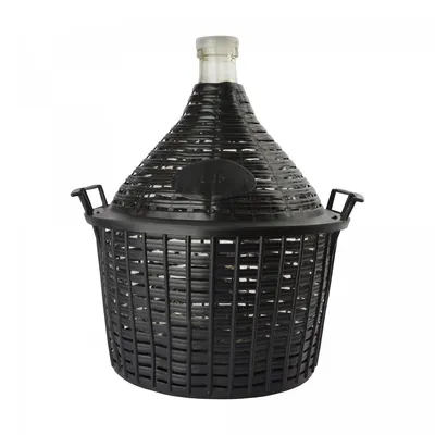 Produktbild von Glasflasche, Glasballon 15L normale Öffnung mit Korb + Kunststoffstopfen