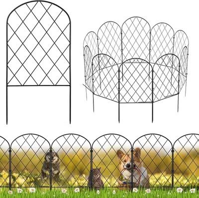 Image de Clôture de jardin en métal, hauteur 40 cm, lot de 10 pièces, longueur 3,2 mètres, pour délimiter le jardin