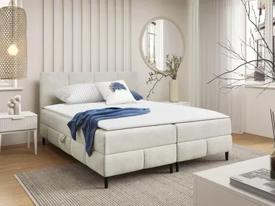 Obrázek produktu pro Hotelová manželská postel 140x200 NEWSOMS 2 - ecru + topper
