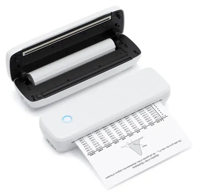 Image de INF Imprimante thermique portable compatible avec Android, Apple et Window — Rechargeable Bluetooth et USB, sans encre, avec 3 rouleaux de papier thermique Blanc