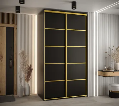 Produktbild von Kleiderschrank ASIRI 4 - 130/45 cm, schwarz/gold