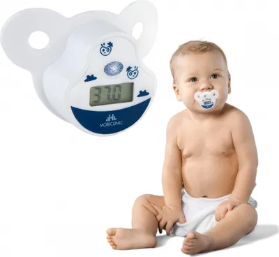 Produktbild von Mobiclinic ®, Schnullerthermometer Baby, Europäische Marke, Thermometer, Schnuller, Fieberthermometer, Mit Fieberalarm, Soft, Präzise Technologie,Weiß