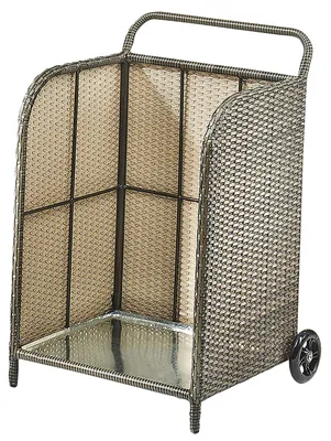 Produktbild von Kobolo Kaminholzwagen Transportwagen aus Polyrattan grau auf Metallrahmen 79 cm