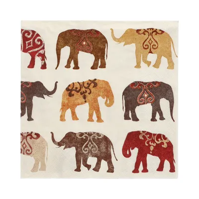 Produktbild von PAPSTAR Servietten 3-lagig, 33x33 cm, Elefanten-Motiv | Folie (20 Stück)