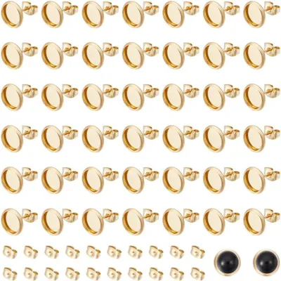 Productafbeelding van Oorbellenhouder, verguld met 18K goud, 8 mm, 80 stuks, voor sieradenproductie