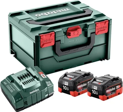 Produktbild von Akkuset 2 Akkus 18V Kapazität 10Ah LiHD Ladegerät metaBOX Metabo