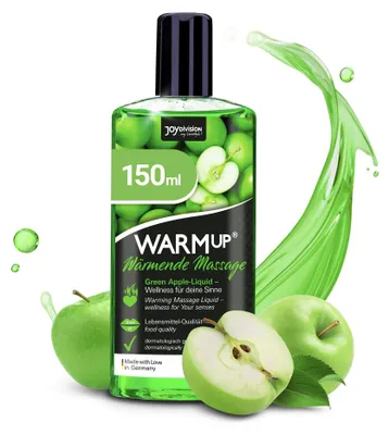 Immagine prodotto di JOYDIVISION Warmup olio per massaggi alla mela verde 150 ml | Olio da massaggi con effetto riscaldante | Olio da massaggio al profumo e gusto di mela | Oli massaggi per coppie | Riscaldante