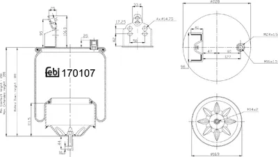 Immagine prodotto di Soffietto a molla, sospensione pneumatica FEBI 170107
