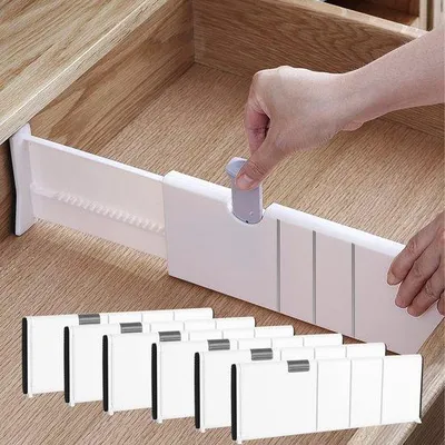 Produktbild von Verstellbarer Schubladenteiler, 28-44 cm - Ausziehbarer Schubladenteiler - Kunststoff-Schubladenteiler - Organizer für Küche/Büro - Für Badezimmer/Schlafzimmer - Schubladenorganizer