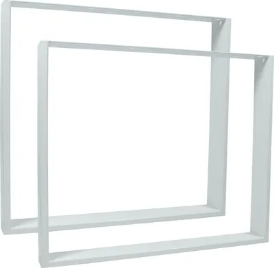 Two white rectangular table legs are shown against a white background.
