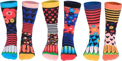 Produktbild von United Oddsocks Damen Socken, 6 Socken Pack - Strumpf, Mottomotive Flower Box 37-42