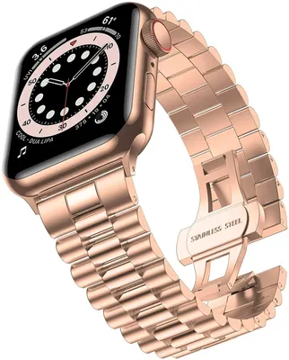 Produktbild von Strap-it Apple Watch 8 Presidential Stahlarmband (Roségold)