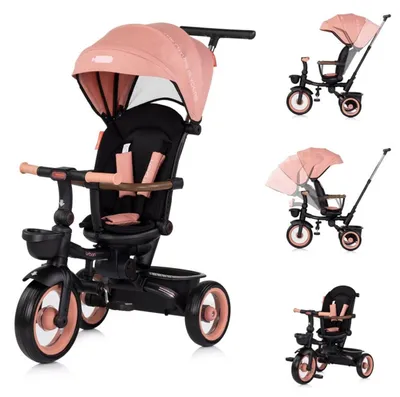 Obrázok produktu pre Chipolino trojkolka, Trojkolka Urban riadidlá so svetlom, skladacie, otočné sedadlo, košík ružová