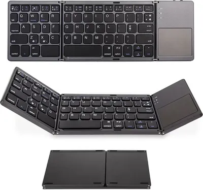Produktbild von Drahtlose BT-Tastatur Falttastatur Tragbare ultraflache BT-Tastatur mit Touchpad fuer Windows / Android / iOS Grau