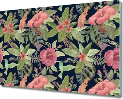 Produktbild von Glas-Herdabdeckplatte Glaskeramikkochfeld-Abdeckung Spritzschutz - 80x52 cm - Papagei im Dschungel