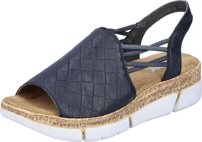 Produktbild von Rieker Damen Sandale Slingback Keilabsatz Sandalette V2368, Größe:42 EU, Farbe:Blau