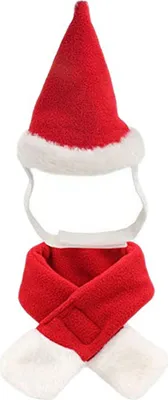 Produktbild von Weiches & warmes Weihnachtskostüm-Set für Haustiere (Größe M), verstellbare Mütze mit Schal für Katzen & Hunde, ideal für Weihnachtsfeiern & Cosplay
