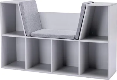 Immagine prodotto di Mensola portaoggetti e panca per bambini con cuscino, bianco/grigio
