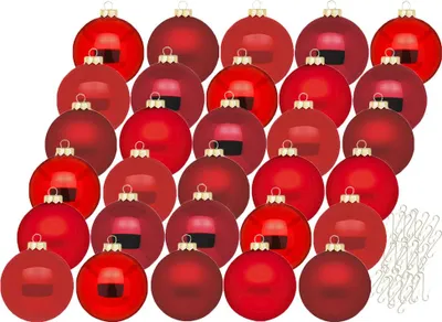 Produktbild von Weihnachtskugeln Ruby Red 30 Stk 6cm + Haken