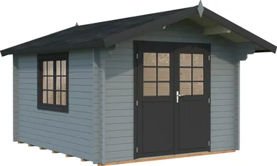 Produktbild von Gartenhaus Palmako Sally 10,2 m² inkl. Fußboden 362 x 440 cm hellgrau-anthrazit