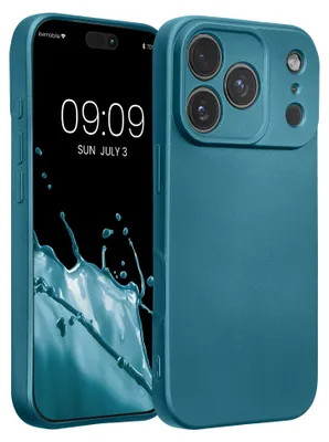 Produktbild von kwmobile Handyhülle für Apple iPhone 17 Pro Hülle - weiche Silikon Case metallisch schimmernd - Schutzhülle Cover - Metallic Karibikblau