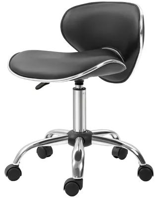 Produktbild von Rollbarer Arbeitshocker mit verstellbarer H?he (44šC56 cm) und Rš¹ckenlehne, 360¡ã drehbar, schwarz