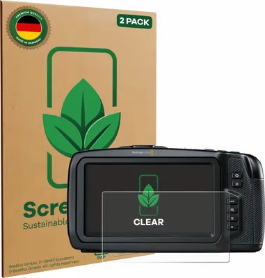 Produktbild von 2x ScreenLeaf Schutzfolie für Blackmagic Pocket Cinema Camera 4K / 6K nachhaltiger Displayschutz Display Schutz Folie Klar Transparent