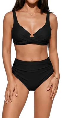 Produktbild von Solidchoice – Zweiteiliges Bikini-Set mit hoher Taille und Push-Up-Effekt